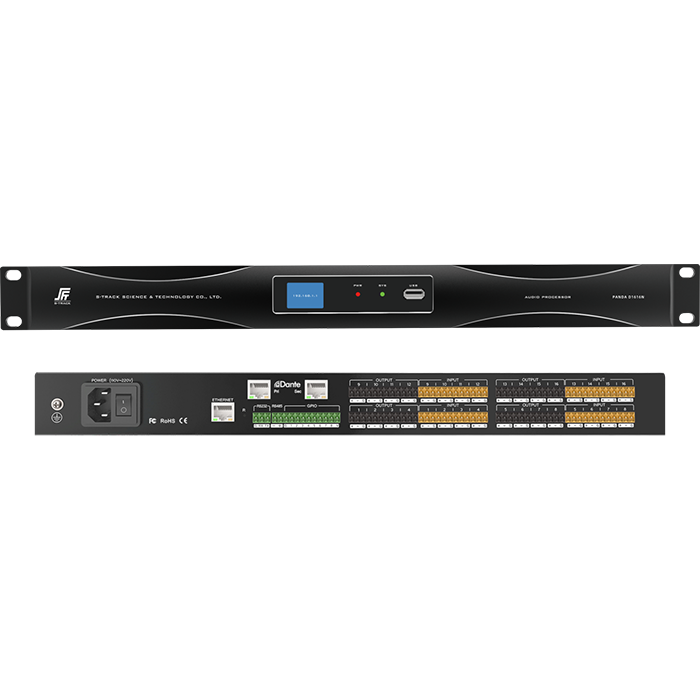 Dante 16 in 16 Out Network Audio Processor med skærm